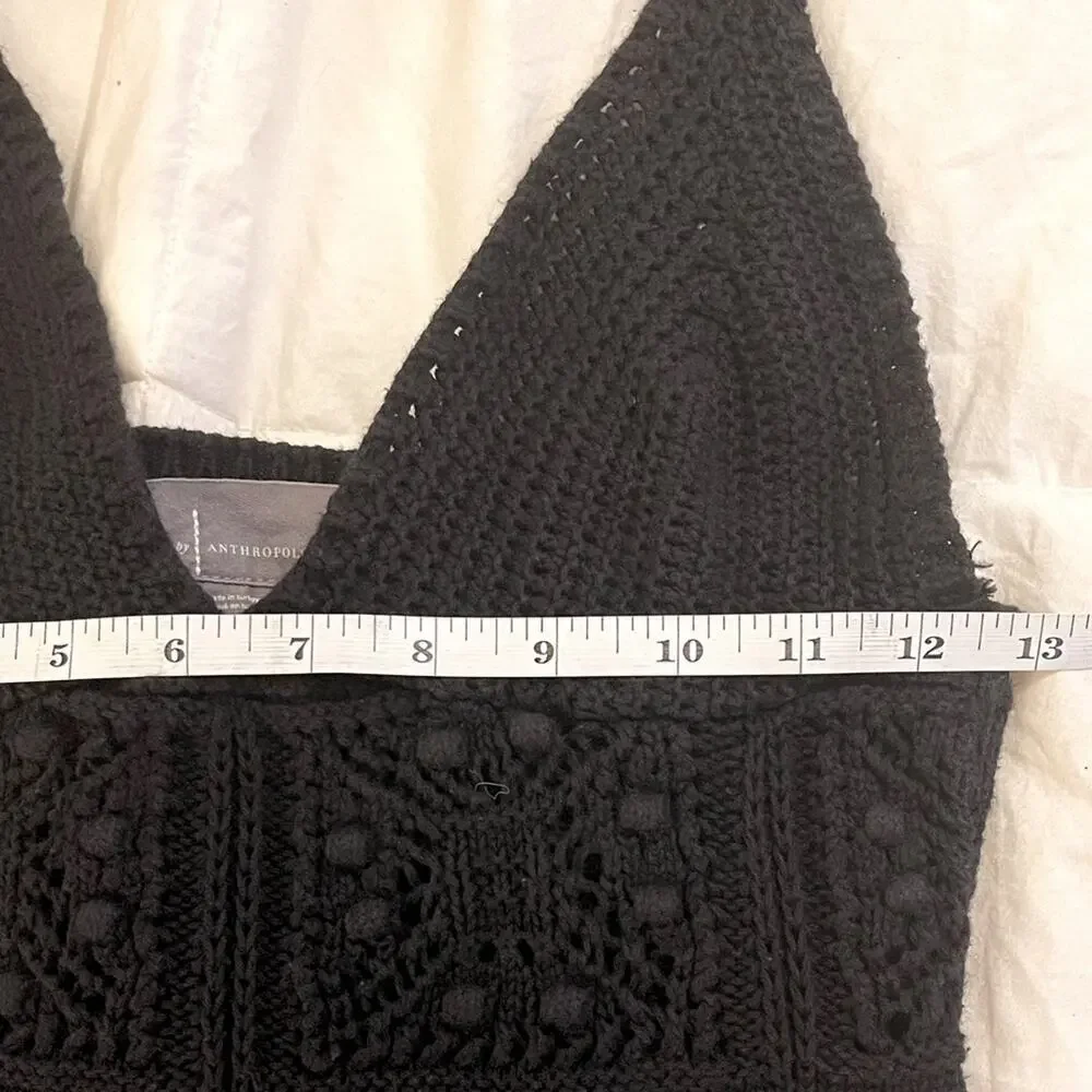 Anthropologie Elegant Black Crochet Mini Dress - Picture 5 of 8